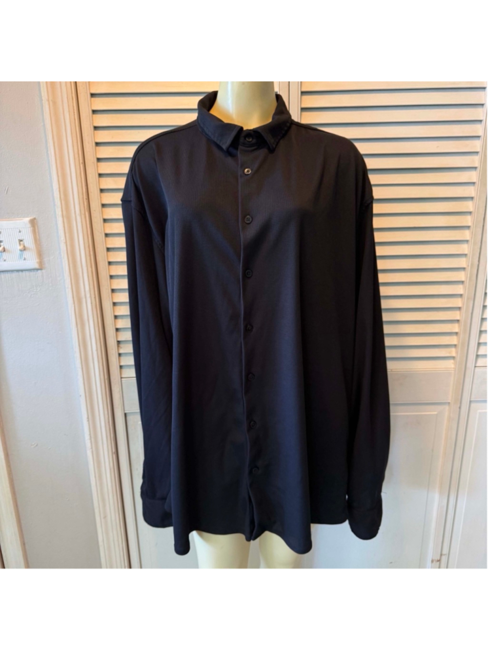 Men’s 3X Black Long Sleeve Polo Shirt Gentleman’s Outfitters Big Tall Stretch